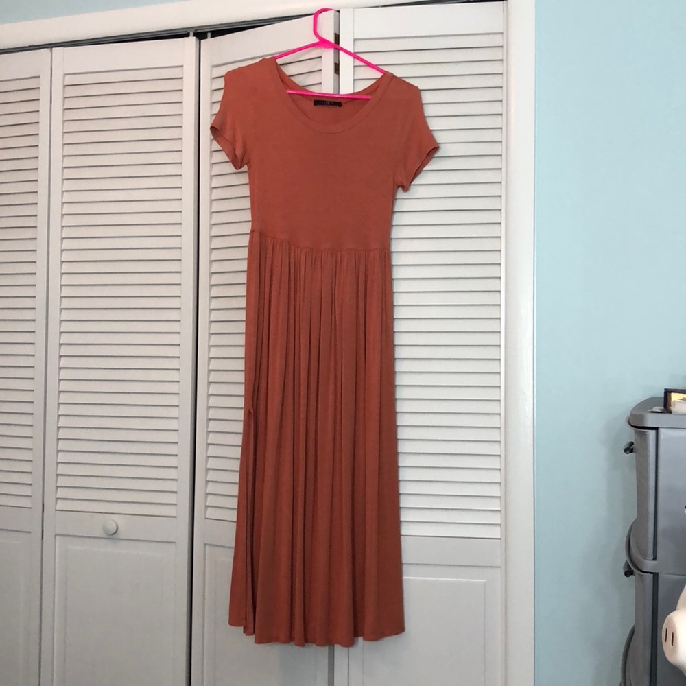 Long Coral Dress with 2 Slits